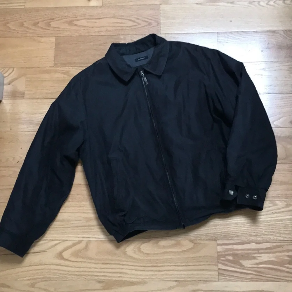 Claiborne jacket coat sz L euc black classic career gray lining - Picture 2 of 8